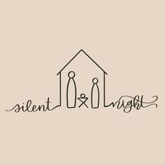 the logo for silent and langghtt, a family's house with two people in it