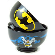 batman bowl and spoon set on white background