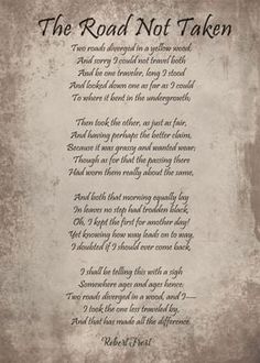 the road not taken poem written in black ink