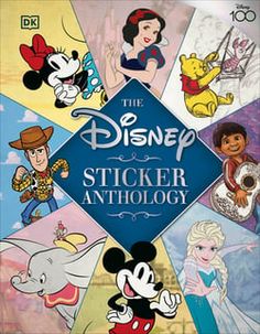 the disney sticker mythology book is shown in this image, with many different characters