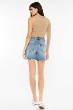 The raw hem high-rise denim shorts are simple and elegant, showing off a stylish casual vibe. The exposed edges add a touch of personality and style, making it suitable for trend lovers. Pair it with a simple top or a trendy jacket to create a variety of different styles. Whether you're out shopping or partying with friends, these shorts are the perfect choice to exude confidence and style. Features: Raw Hem, Pocketed, Washed Stretch: Slightly stretchy Material composition: 99% cotton, 1% spande High Waist Denim Shorts, Exude Confidence, Trendy Jackets, High Waist Denim, Simple Top, Plus Size Activewear, High Waisted Shorts Denim, High Rise Denim, Short Leggings