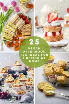 These vegan afternoon tea ideas are truly great reasons to celebrate! Morning Tea Ideas, High Tea Recipes, Afternoon Tea Ideas, Hosting At Home, Vegan Afternoon Tea, Tea Party Desserts, High Tea Food, Scone Recipes, Vegan Party Food