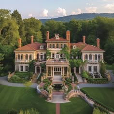 this is an aerial view of a large house