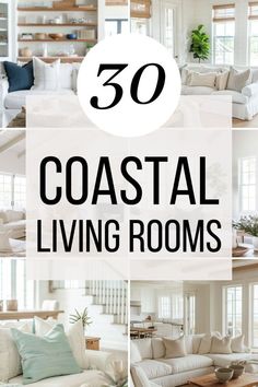 coastal living rooms with text overlay that reads, 50 coastal living rooms