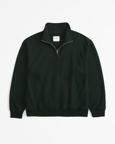 Women's Essential Vintage Sunday Half-Zip | Women's Tops | Abercrombie.com Comfy Sweatshirt, Mock Neckline, Women Essentials, Suits Coats, Athletic Fits, Deep Green, Swimwear Accessories, Pullover Sweatshirts, Hoodie Top