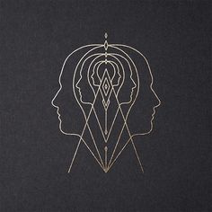 the cover art for an upcoming album, featuring two faces and lines in gold on black paper