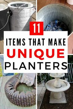 Diy Garden Containers, Thrift Store Planter Ideas, Diy Succulent Planters Ideas, Diy Flower Pots Recycle, Thrifted Planters, Unique Succulent Planter Ideas, Deck Planter Ideas, Flower Bed Decor Ideas, Spring Planter Ideas