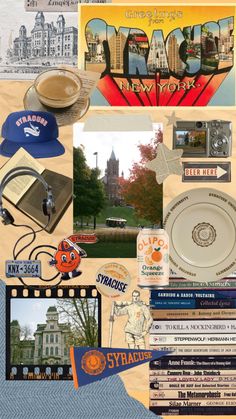 a collage of various items from around the world including books, magazines and other things