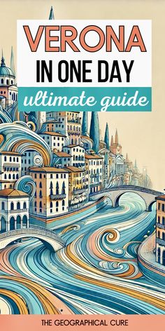 the cover of an illustrated guide to venice in one day, with text overlaying it