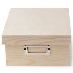 a small wooden box with handles on it