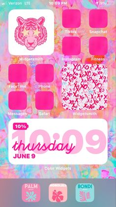 an iphone screen with the text today on it and various icons in pink, blue, green