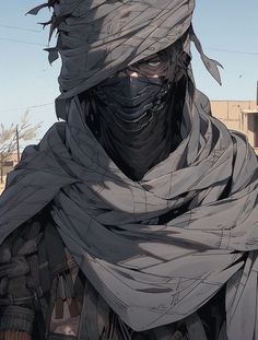 a man with a scarf on his head