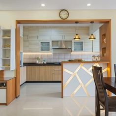 the kitchen is clean and ready to be used as a dining room or living room