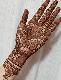 the hand is decorated with henna designs