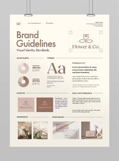 a brochure for flower & co with the words'brand guidelines'on it