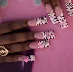 Long Hello Kitty Nails, Bape Nails, 80s Nails, Boho Nails, Bunny Nails, Hard Nails, Duck Nails, Grunge Nails