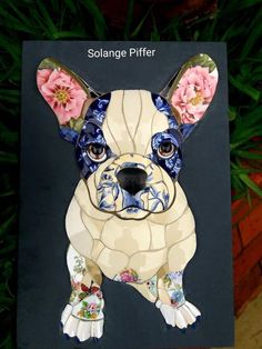 a card with an image of a dog on it's front and the words, solancee pifff