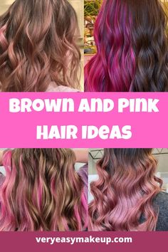 brown and pink hair ideas with text overlay that reads, brown and pink hair ideas