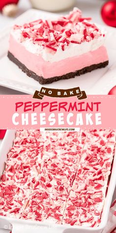 no bake peppermint cheesecake on a plate