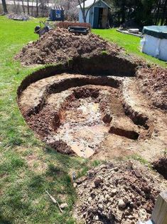 an old well dug in the middle of a yard