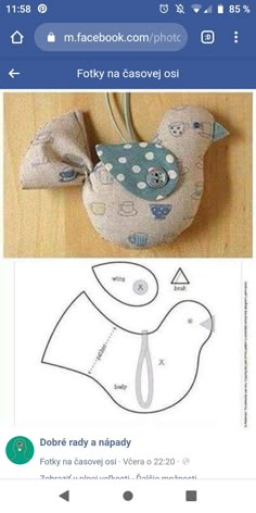 an image of a sewing pattern for a bird