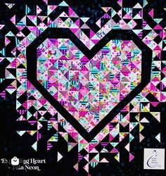 the heart is made up of many different colored shapes and sizes, all over a black background