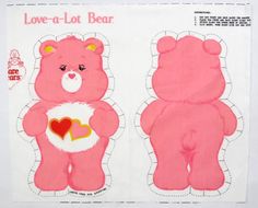 two pink teddy bears with hearts on their chests, one is cut out and the other is made from paper