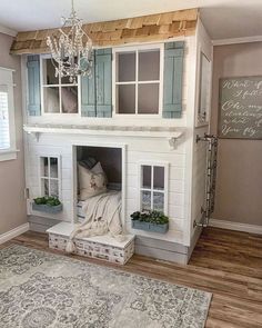 the doll house is built into the floor