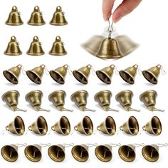 PRICES MAY VARY. What You Will Get - 34PCS Vintage Bronze Bells (1.5inches in diameter and 1.7inches high), 34PCS Spring Clips (for hanging, separately packed, will not be lost) Premium Quality - Our vintage bell is made of metal, bronze-plated outside, durable and solid, anti-deformation and rust-resistant, designed for long-term use. Pleasant Sound - You just need to shake the small bell gently, then it rings with crisp and pleasant sounds like small stream of running water. Helpful to make pe Beaded Wind Chimes, Wedding Tree Decorations, Diy Hooks, Craft Bells, Bell Decorations, Diy Wind Chimes, Favors Diy, Brass Bells, Vintage Bell