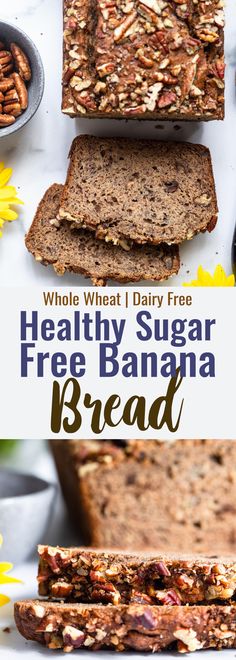 whole wheat and dairy free healthy sugar free banana bread