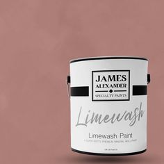 a pink paint can with the words limewash painted on it