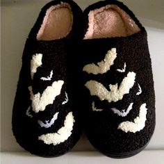 Nwot Bat Slippers Size Large, Which Is About An 8. Bat Slippers, Gothic House, House Slippers, Bat, Slippers, Black White, Women Shoes, Black And White, Women Shopping