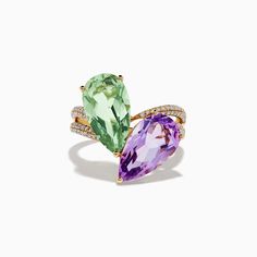 Effy 14K Gold Diamond, Pink and Green Amethyst Toi Et Moi Ring Green Amethyst Ring Fine Jewelry, Effy Rings, Green Amethyst Ring, Effy Jewelry, Green Amethyst, Gold Yellow, Pink And Green, Gold Diamond, Shopping List