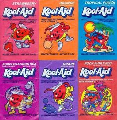 the kool aid packets are all different colors