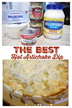 the best dip artichoke dip recipe is in this photo and it's ready to be eaten