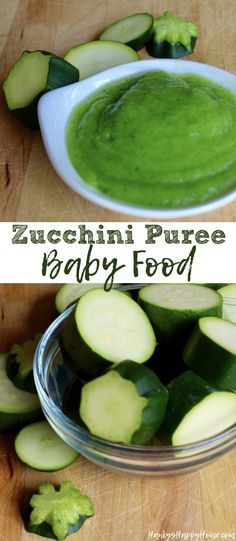 zucchini puree baby food is in a bowl