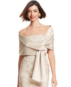 in stock Evening Shawls, Bolero Shrug, Dress With Shawl, Wedding Wraps, Satin Wedding, Groom Dress, Adrianna Papell, Mother Of The Bride Dresses, Pure Color