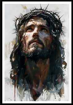 a painting of jesus with crown of thorns on his head