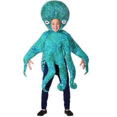 a boy in an octopus costume standing up