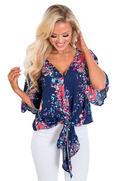 Blouses Outfit, Printed Blouses, Women Floral Blouse, Cheap Blouses, Kimono Sleeves, Loose Fitting Tops, Trendy Designs, Front Tie Top, Kimono Sleeve