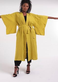 Special design oversize pure Italian linen kimono Simple and beautiful SPECIFICATION * Fabric: 100 % Linen * Color : mustard yellow, natural brown * Size : This Kimono is standard size perfectly suits all sizes. Small, Medium, Large, xlarge it fits all sizes in a perfect way. Bust: 52 inches/132 cm Length: 56 inches/142 cm CARE INSTRUCTION * Machine Wash Warm and Seperately * Do Not Tumble Dry * Iron inside out and Warm * Do Not Bleach The link for a beautiful gift box is below; https://www.etsy Beige Long Kimono For Daywear, Oversized Kimono Sleeve Robe For Daywear, Oversized Robe With Kimono Sleeves For Daywear, Long Linen Kimono For Summer, Summer Long Linen Kimono, Linen Wrap Kimono For Vacation, Bohemian Linen Kimono For Loungewear, Vacation Linen Wrap Kimono, Oversized Long Robe For Daywear