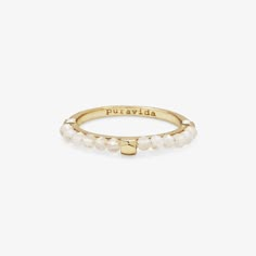 Vera Bradley Outlet Women's Pura Vida Beaded Gemstone Ring in Gold, Size: 6 | Gold Puravida Rings, Pura Vida Logo, Pura Vida Rings, Metal Bead, Ring Stack, Jewelry Lookbook, Girly Jewelry