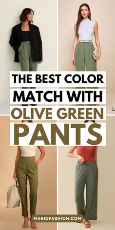 Discover stylish outfit ideas for every season by learning how to combine olive green pants with different colors for casual, work, and aesthetic looks.  olive green pants outfits | olive green pants | olive green pants women casual | olive green pants summer | olive green pants work | olive green pants spring | olive green pants outfits aesthetic | olive green pants outfits winter | olive green pants outfit ideas | olive green pants combination | what color matchers with olive green pants | col Olive Colored Pants Outfits, Olive Pants Work Outfit, Sage Pants Outfit Color Combos, Olive Pants Outfit Summer, Work Outfits Green Pants, Olive Capris Outfit, Olive And Navy Outfit, Wide Leg Army Green Pants Outfit, Green And Rust Outfit