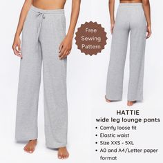 the wide leg lounge pants sewing pattern is easy to sew