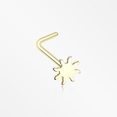 a gold nose ring with an upside down design