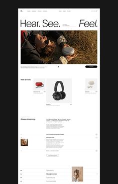 an image of a website page with headphones on the front and back side of it