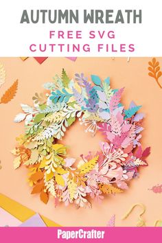 an autumn wreath made out of paper with the text, free svg cutting files