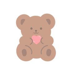 a brown teddy bear holding a pink heart