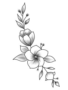 Simple Flower Design Drawing, Simple Flower Tattoo Designs, Pretty Flower Drawings, Easy Flower Tattoos, Easy Flower Drawings, Pencil Drawings Of Flowers, Flower Drawing Design, Flower Art Drawing