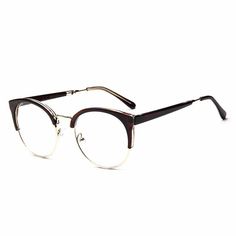 Fashion Cat Eye Half Metal Frame Glasses For Women/Men Retro Vintage Unisex Glasses Big Frame Slim Face Eyewear Glasses